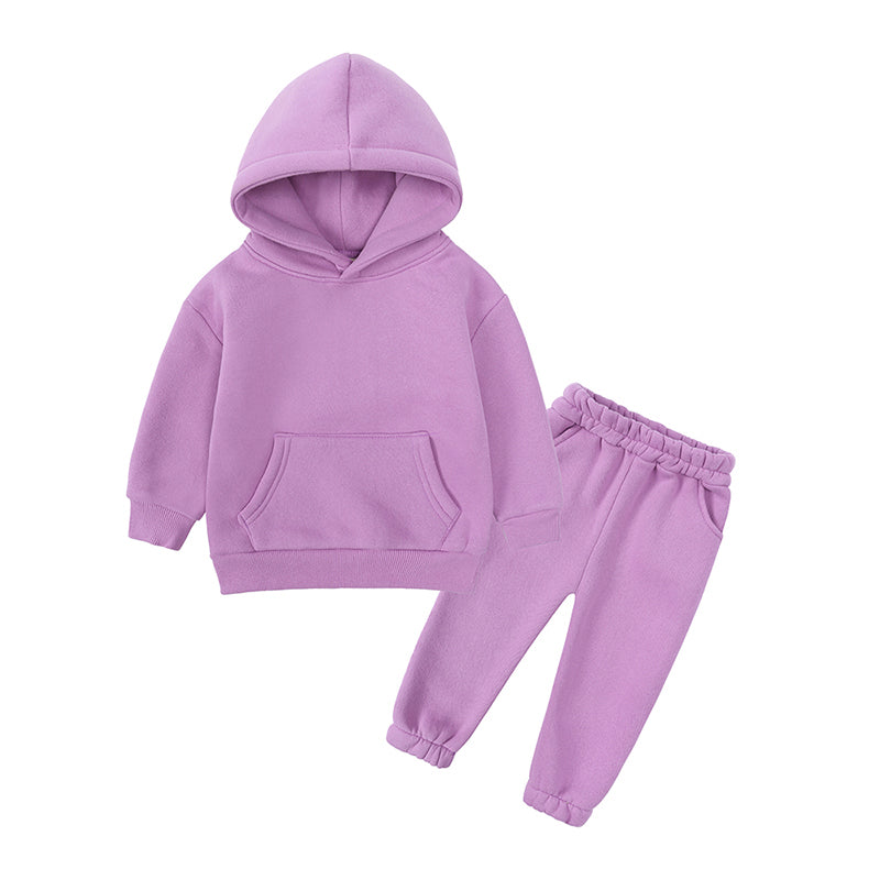 Ensemble bébé et enfant à capuche en coton