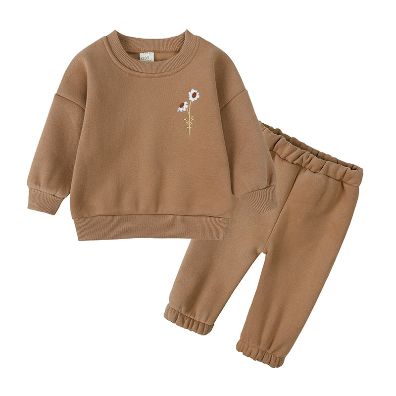 Ensemble enfant sweat fleuri et pantalon en coton