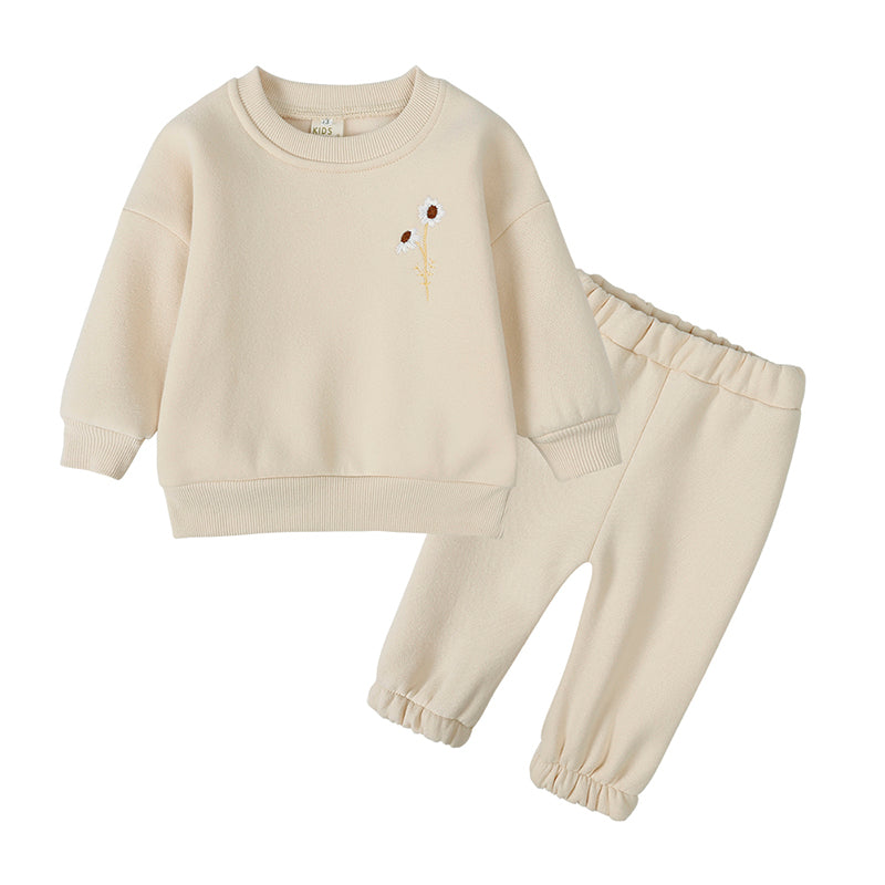 Ensemble enfant sweat fleuri et pantalon en coton
