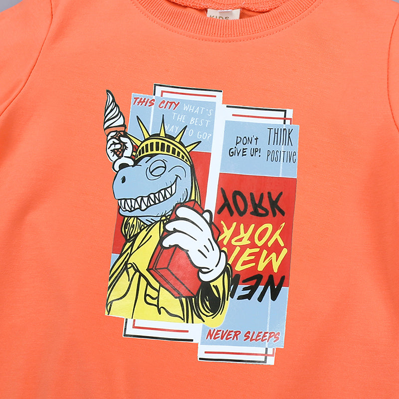 Sweat-shirt enfant en coton  Dinosaure Statue de la Libert