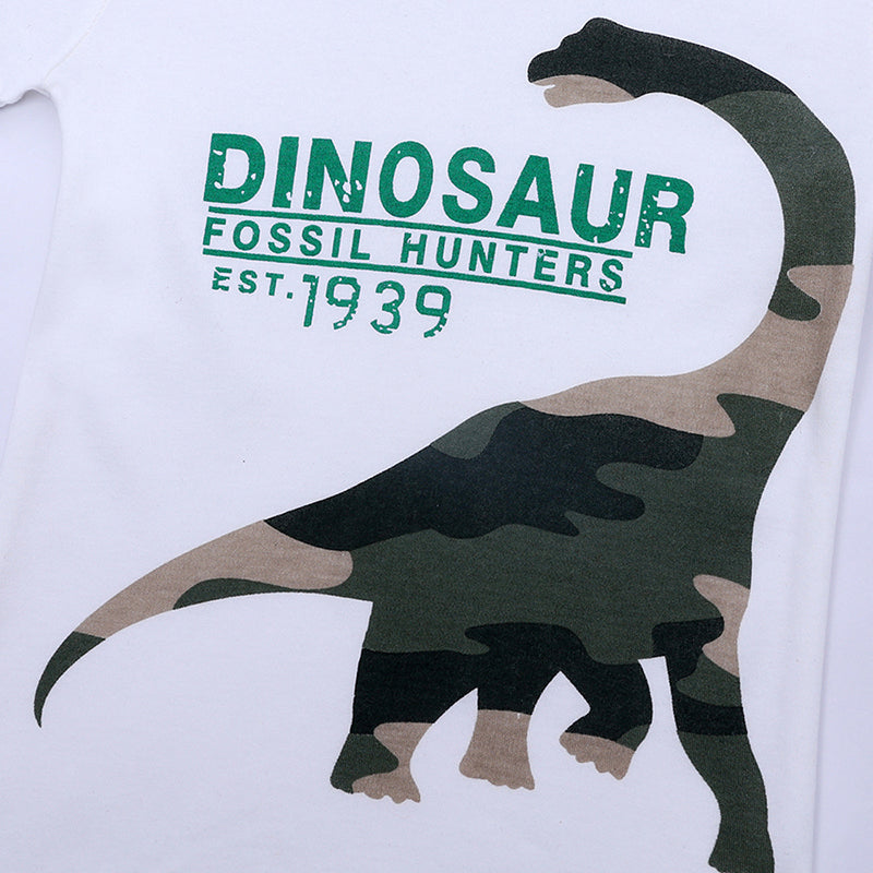 T-shirt bébé et enfant à manches longues imprimé dinosaure en coton