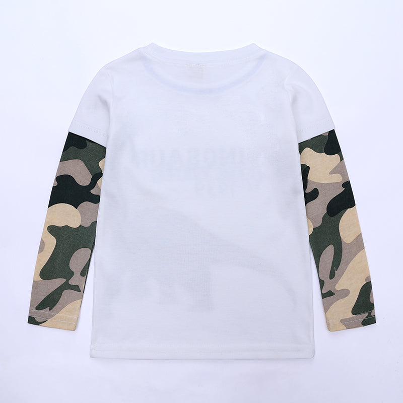 T-shirt bébé et enfant à manches longues imprimé dinosaure en coton
