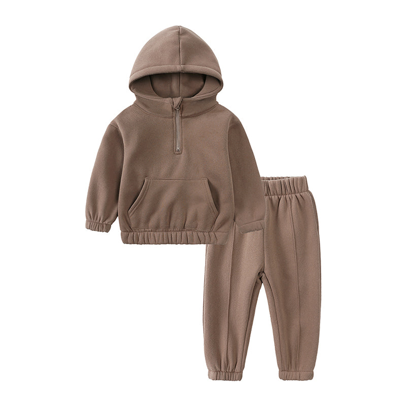 Ensemble bébé et enfant à capuche en coton