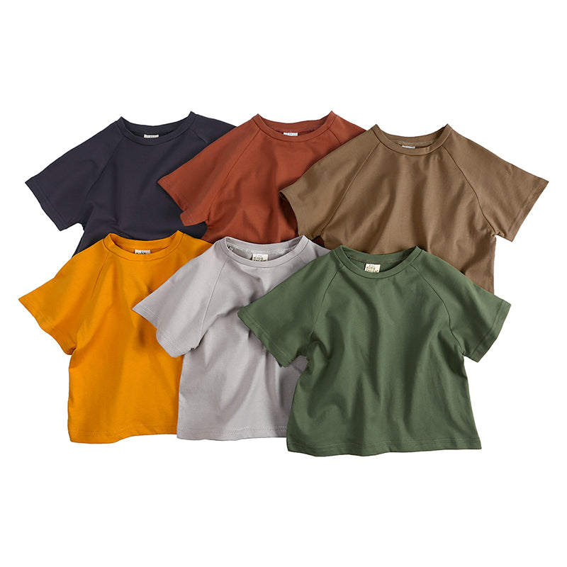 T-shirt bébé et enfant à manches courtes raglan en coton