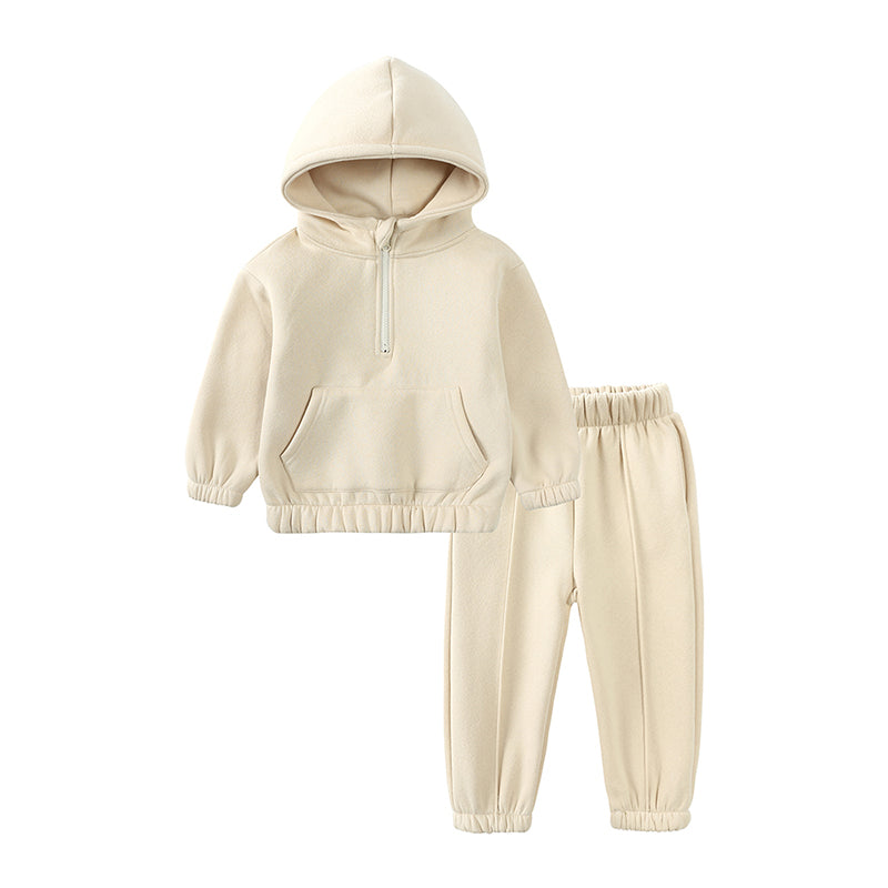 Ensemble bébé et enfant à capuche en coton