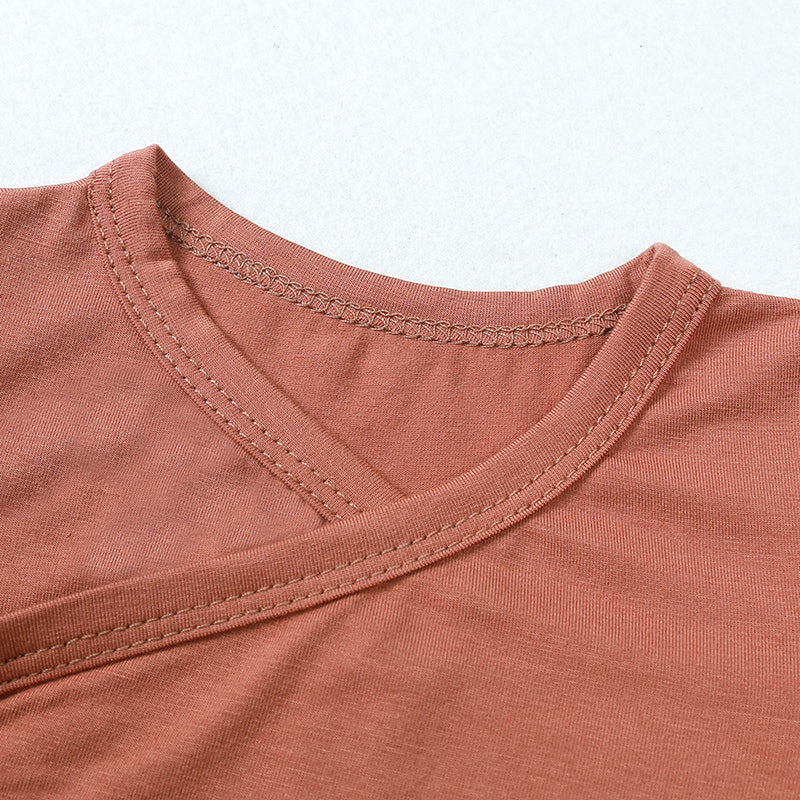Body bébé croisé à manches longues en viscose de bambou