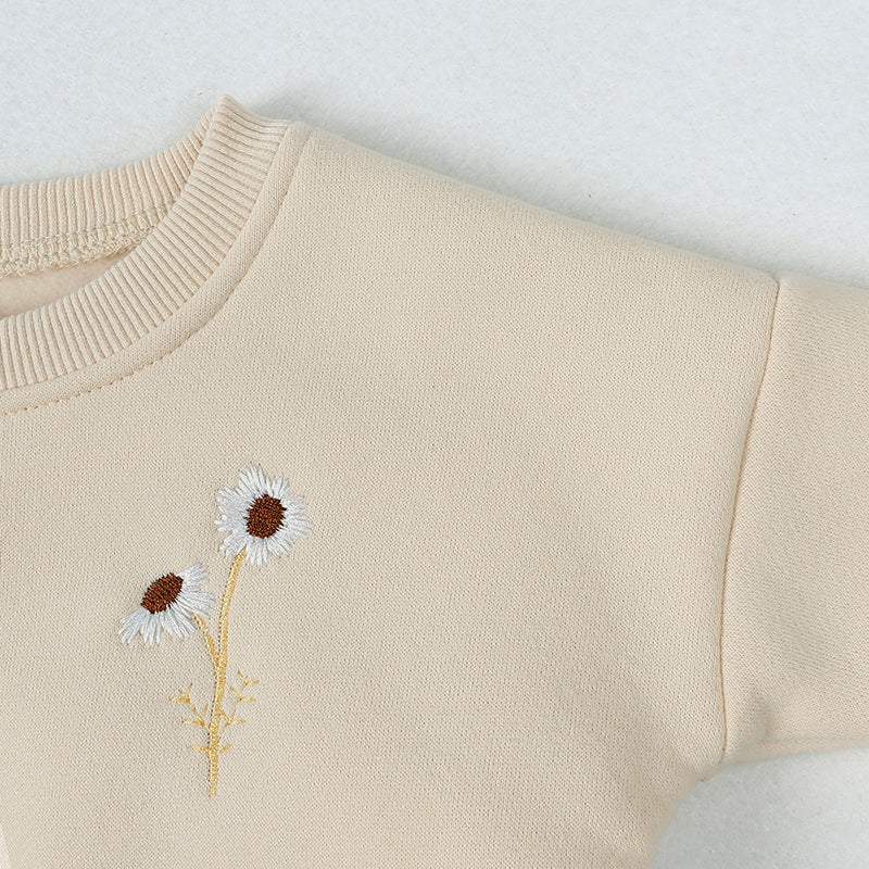 Ensemble enfant sweat fleuri et pantalon en coton