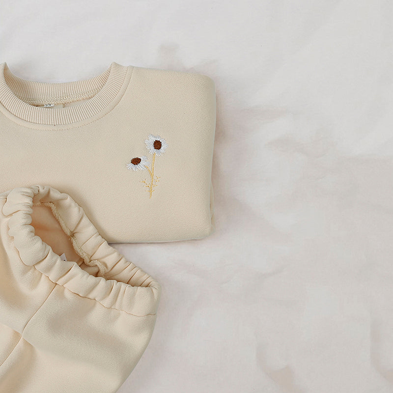 Ensemble enfant sweat fleuri et pantalon en coton