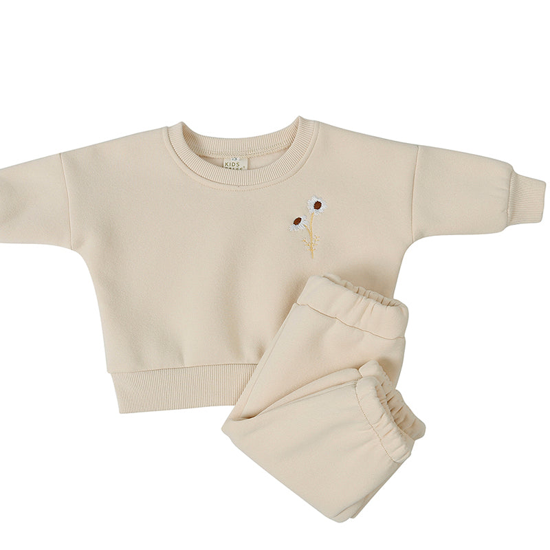 Ensemble enfant sweat fleuri et pantalon en coton