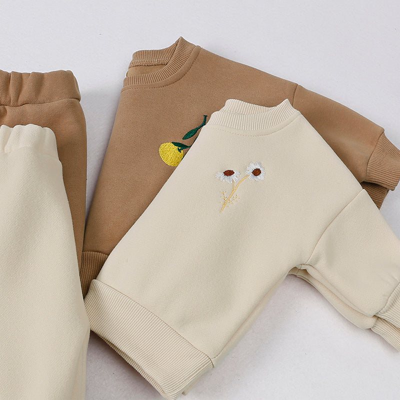 Ensemble enfant sweat fleuri et pantalon en coton