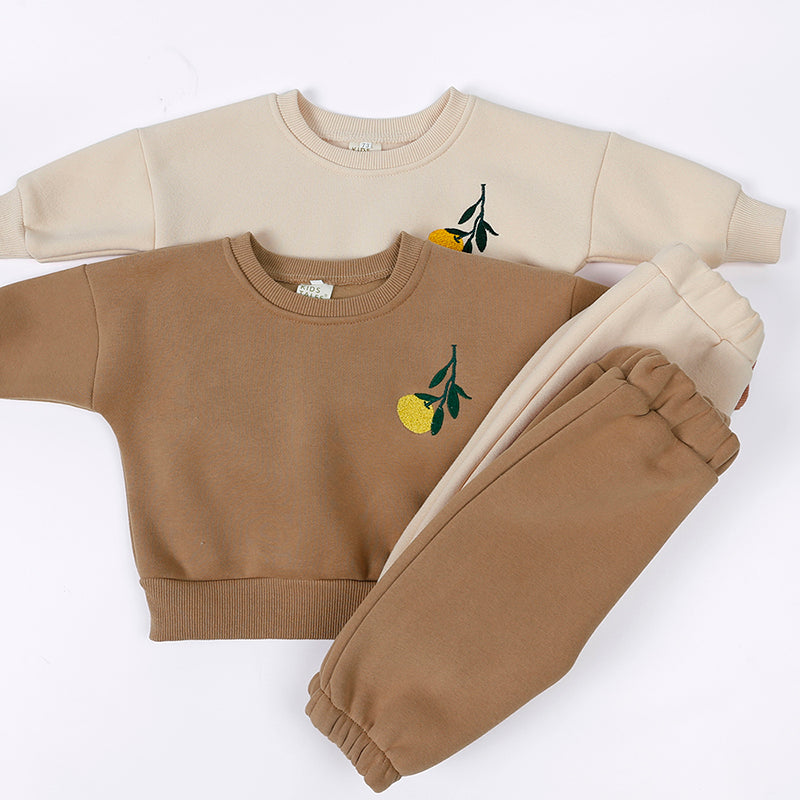 Ensemble enfant sweat fleuri et pantalon en coton