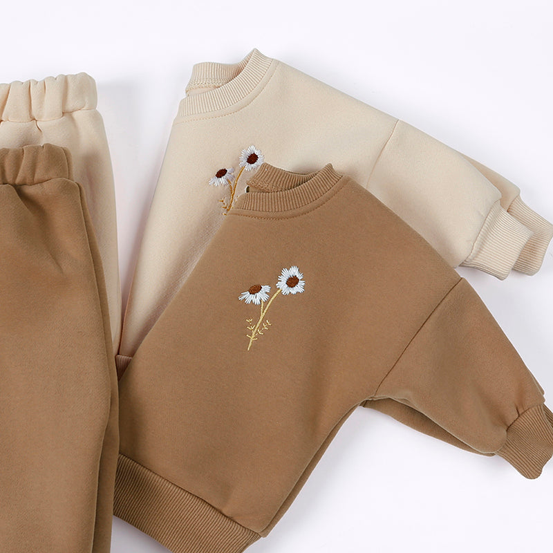 Ensemble enfant sweat fleuri et pantalon en coton