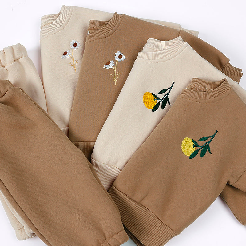 Ensemble enfant sweat fleuri et pantalon en coton