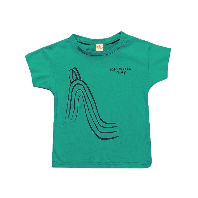 T-shirt bébé et enfant à manches courtes imprimé en coton