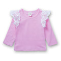T-shirt bébé et enfant à manches longues avec dentelle en coton