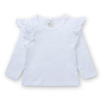 T-shirt bébé et enfant à manches longues avec dentelle en coton