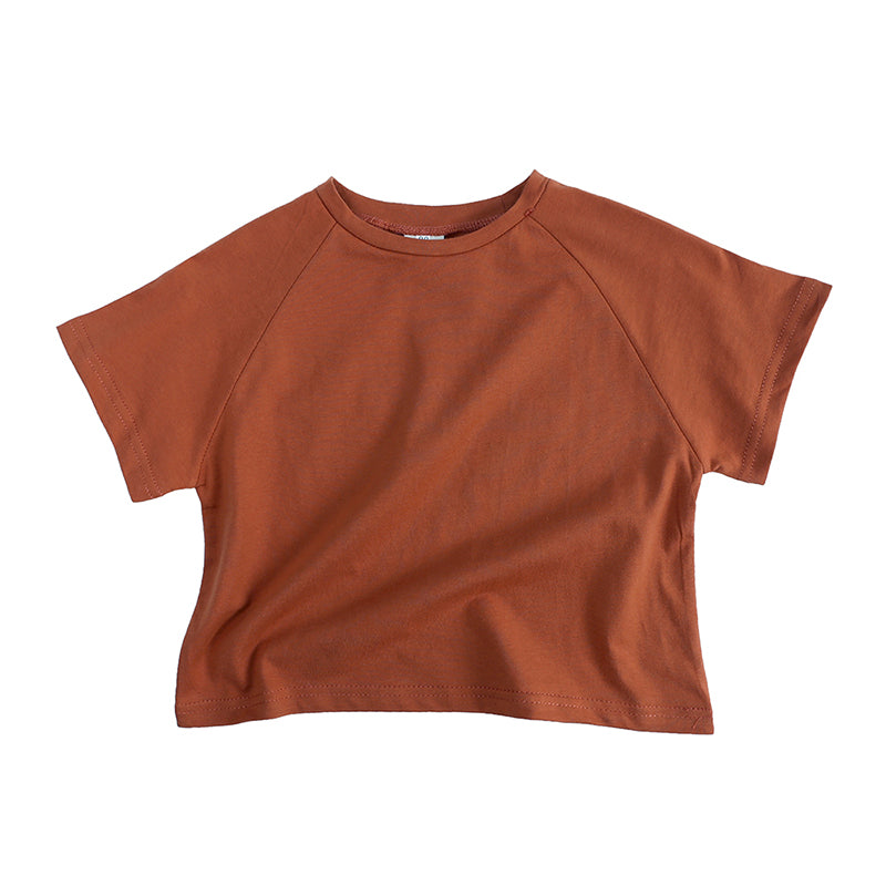 T-shirt bébé et enfant à manches courtes raglan en coton
